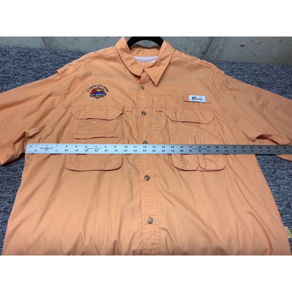World Wide Sportsman Mens XL Fishing Shirt Florida Sea Base Orange Long Sleeve - Picture 9 of 9